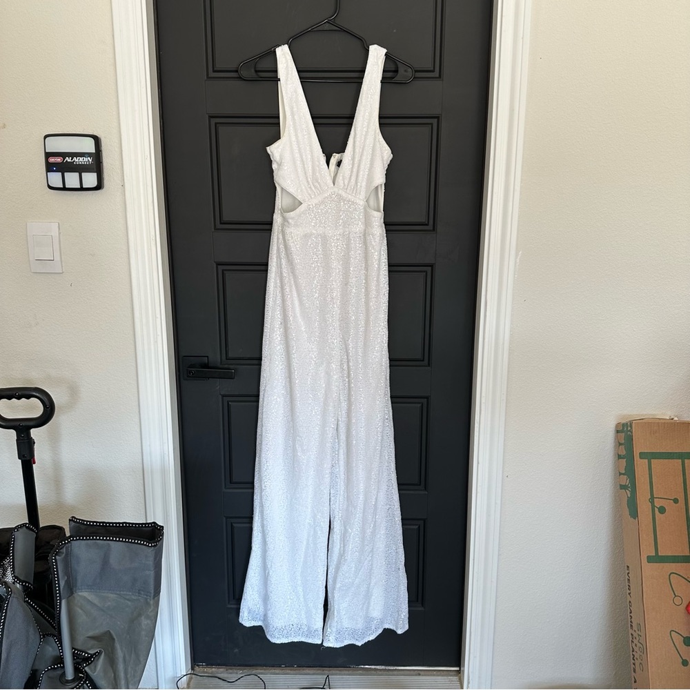 White sequin romper